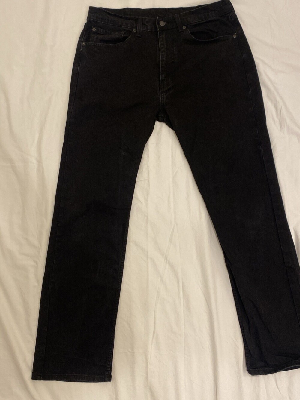 Levis 505 Regular Fit Black Denim Jeans Mens 34x32 Straight Leg Pants